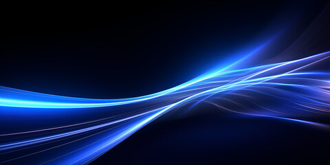 Abstract blue light lines of movement and speed in blue