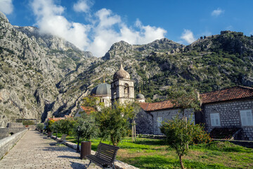 A view to Saint Nicolas church in Kotor Old town, Montenegro