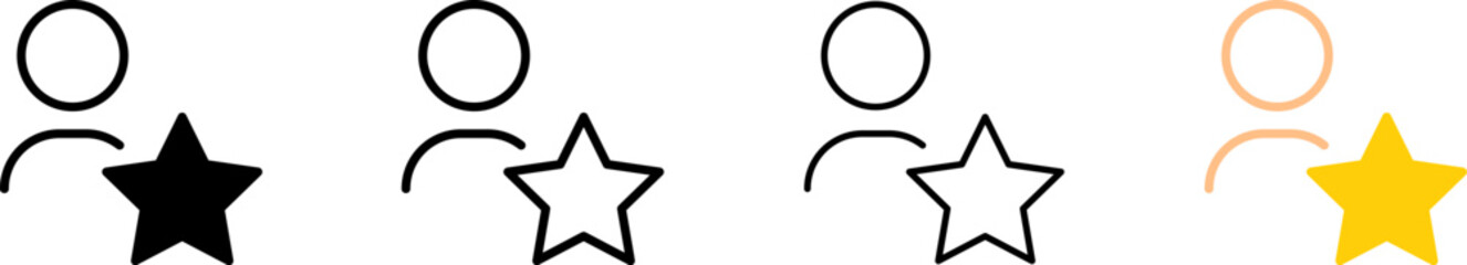 Man and star icons. Different styles, human silhouette and star. Vector icons