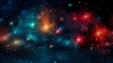 Fototapeta premium Beautiful fireworks background at night for holiday decoration