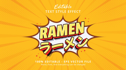 Editable text effect Ramen 3d cartoon style