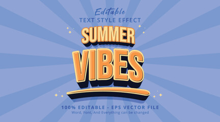 Editable text effect Summer Vibes 3d cartoon style