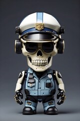 Cybernetic Enforcer: The Skull Brain-Policeman Prototype Figurine Maintaining Order. Generative AI