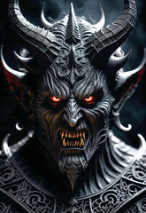 Illustration monster, deedly, scary, black, generative Ai