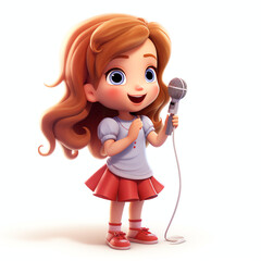 Cute girl are singing very happy