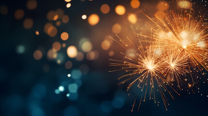 Obraz premium Beautiful fireworks background at night for holiday decoration