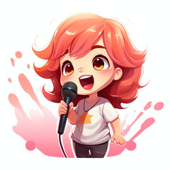 Cute girl are singing very happy