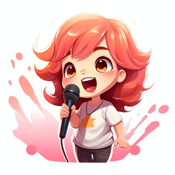 Cute girl are singing very happy