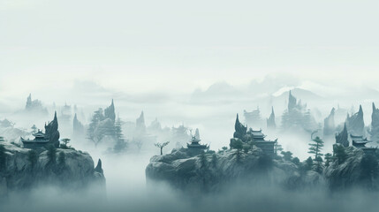 Fototapeta na wymiar misty mountain landscape high definition photographic creative image