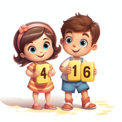 children are playing with number blocks