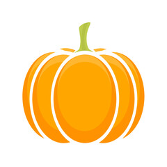 Orange pumpkin fruit isolated on white background. Great for halloween symbols. Vector illustration