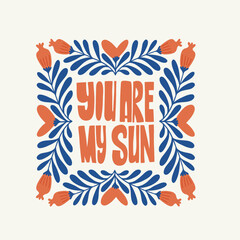 Modern Romantic, Valentine's day vertical flyer or poster template. Love hand drawn trendy illustration.