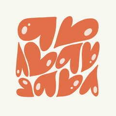 Modern Romantic, Valentine's day vertical flyer or poster template. Love hand drawn trendy illustration.