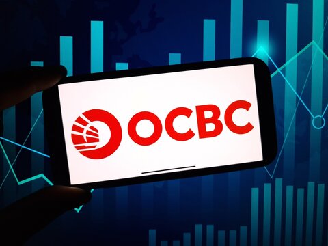 Konskie, Poland - January 21, 2024: OCBC Bank company logo displayed on mobile phone