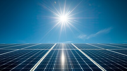 Solar cell panels with a sky background. Alternative electricity source