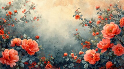 watercolor background, background with flowers