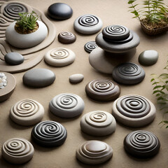 Find tranquility in a design inspired by Zen garden serenity, featuring smooth stones and calming ripples.
