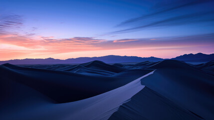 Fototapeta na wymiar The majestic form of desert dunes against the twilight sky