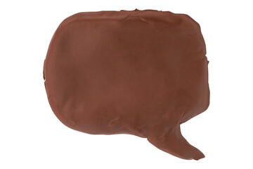 Brown speech bubble plasticine isolated on transparent background.