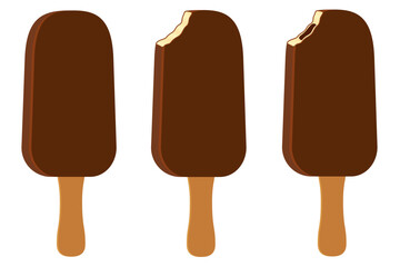 ice cream in chocolate glaze on stick stock vector illustration