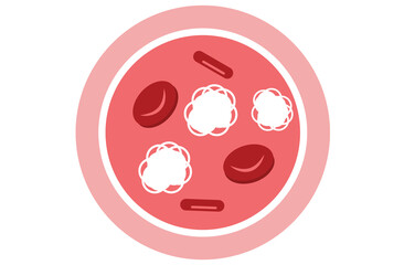leukemia. Blood cancer. Red and white blood cells. Isolated vector illustrations in cartoon style.normal blood and leukemia.Red and white Blood,Leukemia icon. White and red blood cells,red