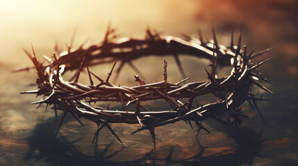 Fototapeta na wymiar Good Friday. Crown of thorns. Easter holiday. Crucifixion, resurrection of Jesus Christ. Gospel, salvation.
