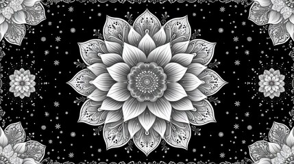 hand drawn mandala lotus flower drawing, flower for meditation