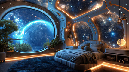 Add a whimsical touch to your child's room with a ceiling that mirrors the wonders of outer space.