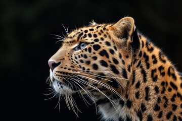 Mesmerizing Portrait Of A Far Eastern Leopard Amidst A Mysterious Background. Сoncept Enchanting Nature Scenes, Captivating Wildlife Portraits, Mystical Wilderness, Landscapes With Wild Animals