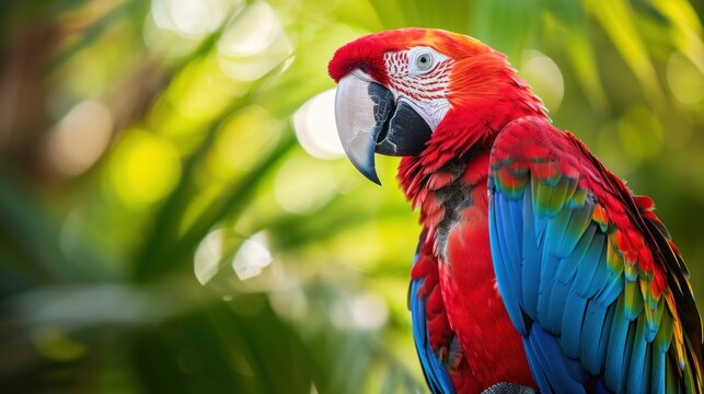Beautiful colored macaw parrot, copy space A place to add text or designs.