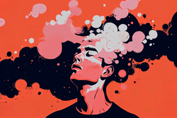 Surreal portrait of person with abstract thoughts Generative AI image