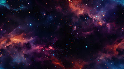 Fototapeta na wymiar Colorful space galaxy cloud nebula seamless texture background design. Universe, supernova, pattern.