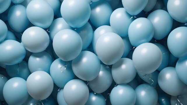 Pale blue balloon texture. Background of blue balloons