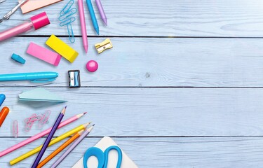 School Stationery, Pencils set on the desk