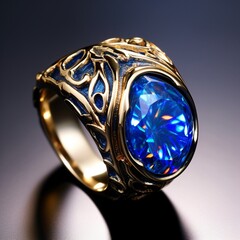 Men blue opal stone ring images Generative AI