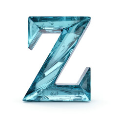 Colourful glass textured letter Z on clear white background	