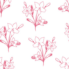 A seamless pattern with pink flowers