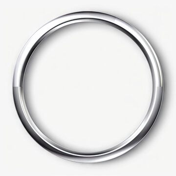  a silver circle on white  background , round metal frame