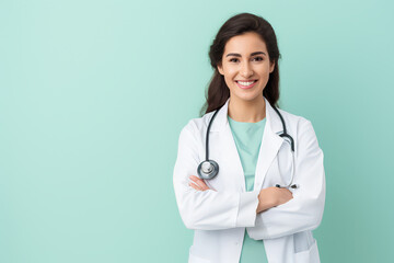 Fototapeta premium A Portrait smart doctor woman cross arm with confidence.