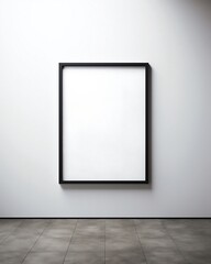 empty room with blank picture frame on a wall
