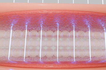 HIFU laser treatment shot laser deep to SMAS to enhancing the radiance, firmness and suppleness of skin. 3D rendering.