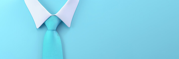 Illustration collar shirt with necktie on a blue background