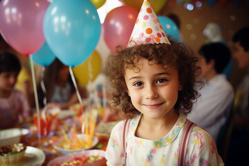 Happy children celebrate holiday decorated celebration atmosphere Generative AI picture