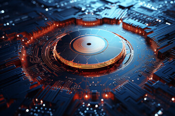 Powerful circuit board with quantum chip technology CPU processor supercomputer AI Generation