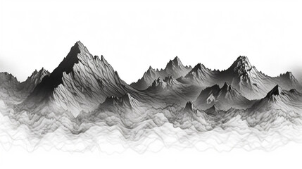 the black pencil sketch of a mountain - obrazy, fototapety, plakaty