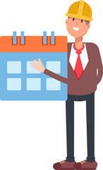 Engineer Character Holding Calendar
