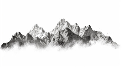 the black pencil sketch of a mountain