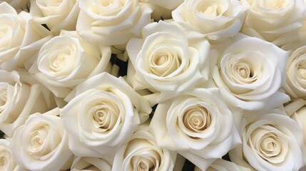 Floral background of elegant white roses, Closeup