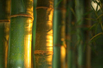 close-up of bamboo trees in a forest, background