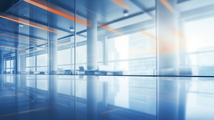 Obraz premium Blurred background of a modern business workplace